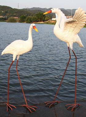 仿真雕仙鹤白2050白鹭鹭塑摆件花园假庭院山水林池动物装饰户外园