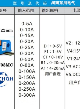 穿孔交流电流变送器20A25A30A50A100A转输出4-20mADC0-10V传感器