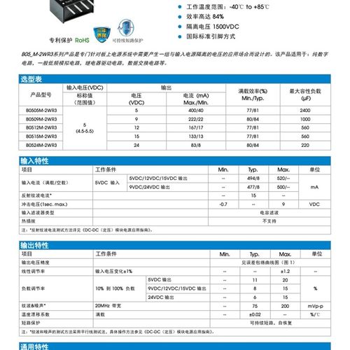 B0505M-2WR3/0509/0512/0515/0524  2W 高品质DC-DC模块电源 全新