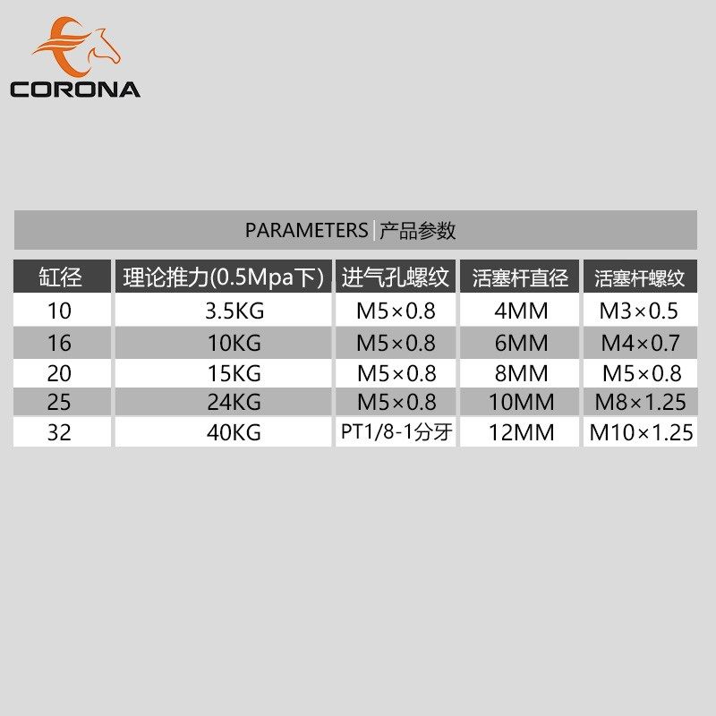 小型气动MD带磁自由安装气缸CDU10/16/20*5X10X15X20X25X30X40X50