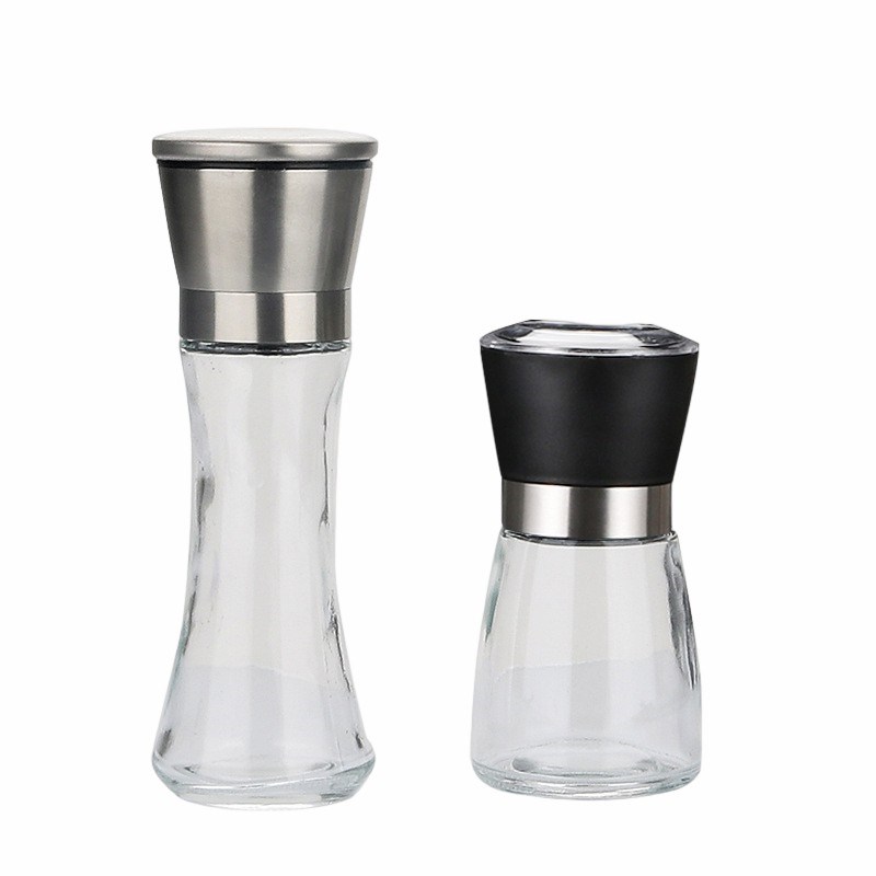 304不锈钢高款胡椒研磨器胡椒粉花椒研磨器手动磨粉器玻璃调味瓶