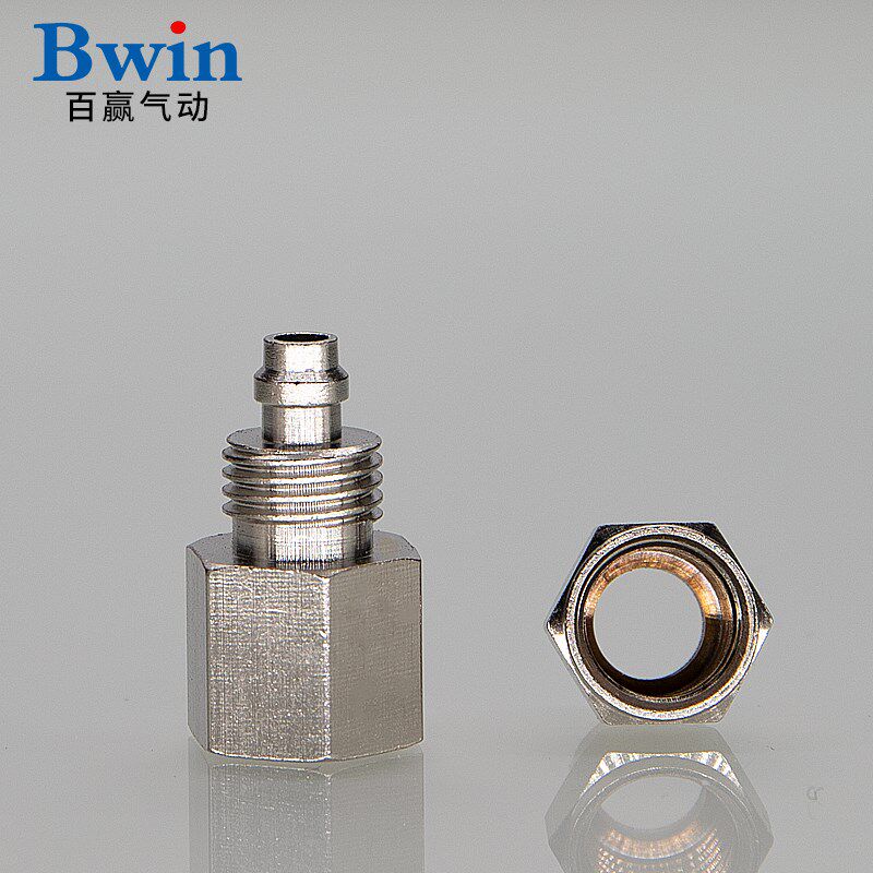 快拧内螺纹直通接头K-PCF4/6/8/10/12-M5/01/02/03/04全铜镀镍