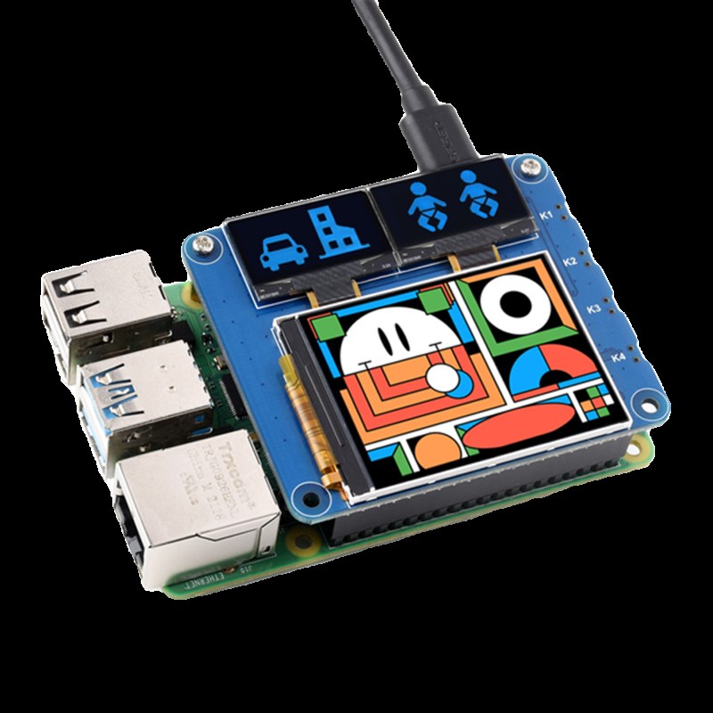 树莓派2寸LCD  ST7789屏幕扩展板 0.96寸OLED三联屏SPI显示屏模块