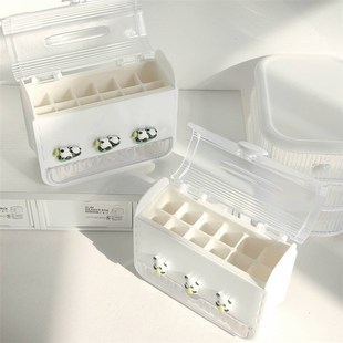 熊猫口红收纳盒防尘可爱口红收纳防尘带盖杨树林专用唇釉收纳盒