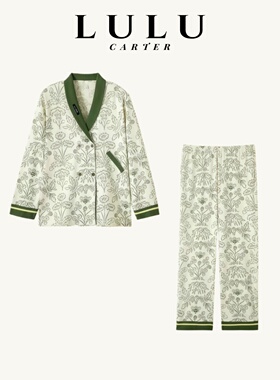 日系简约绿色系真丝睡衣女2025新款长袖高级感可外穿睡衣家居服