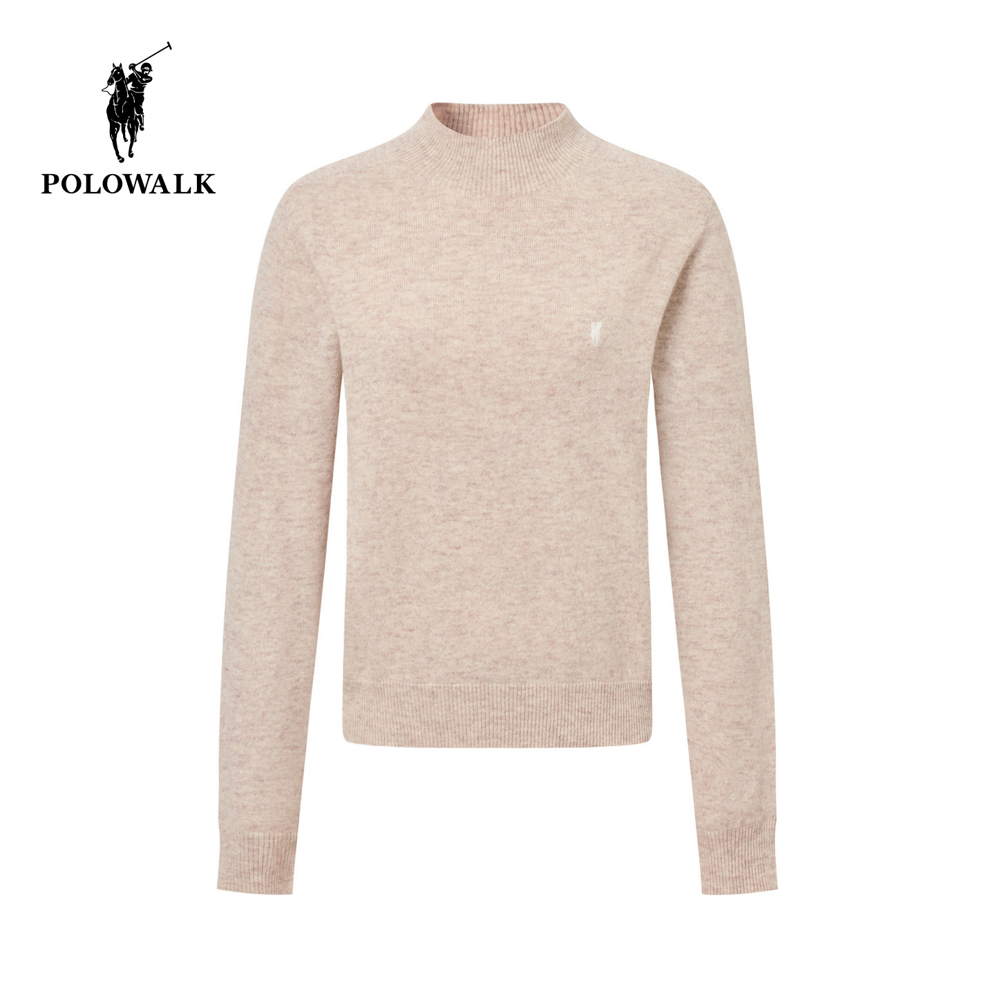 【100%绵羊毛】POLOWALK女式羊毛衫2026冬季新品立领显瘦打底上衣