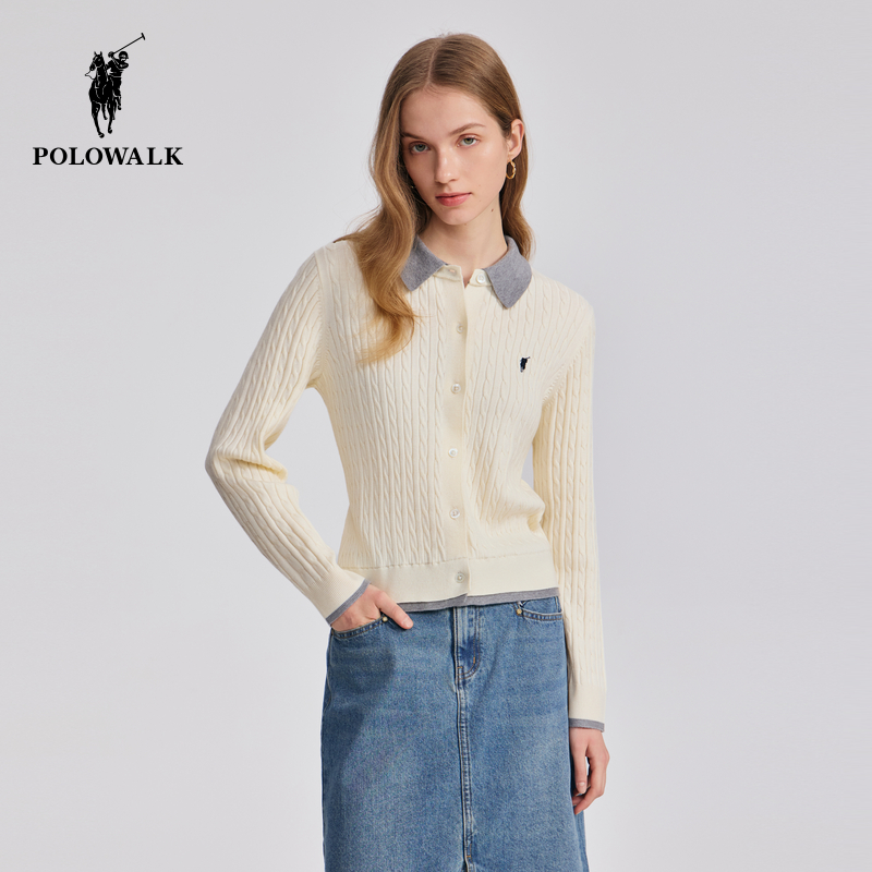 POLOWALK女士长袖针织衫纯色