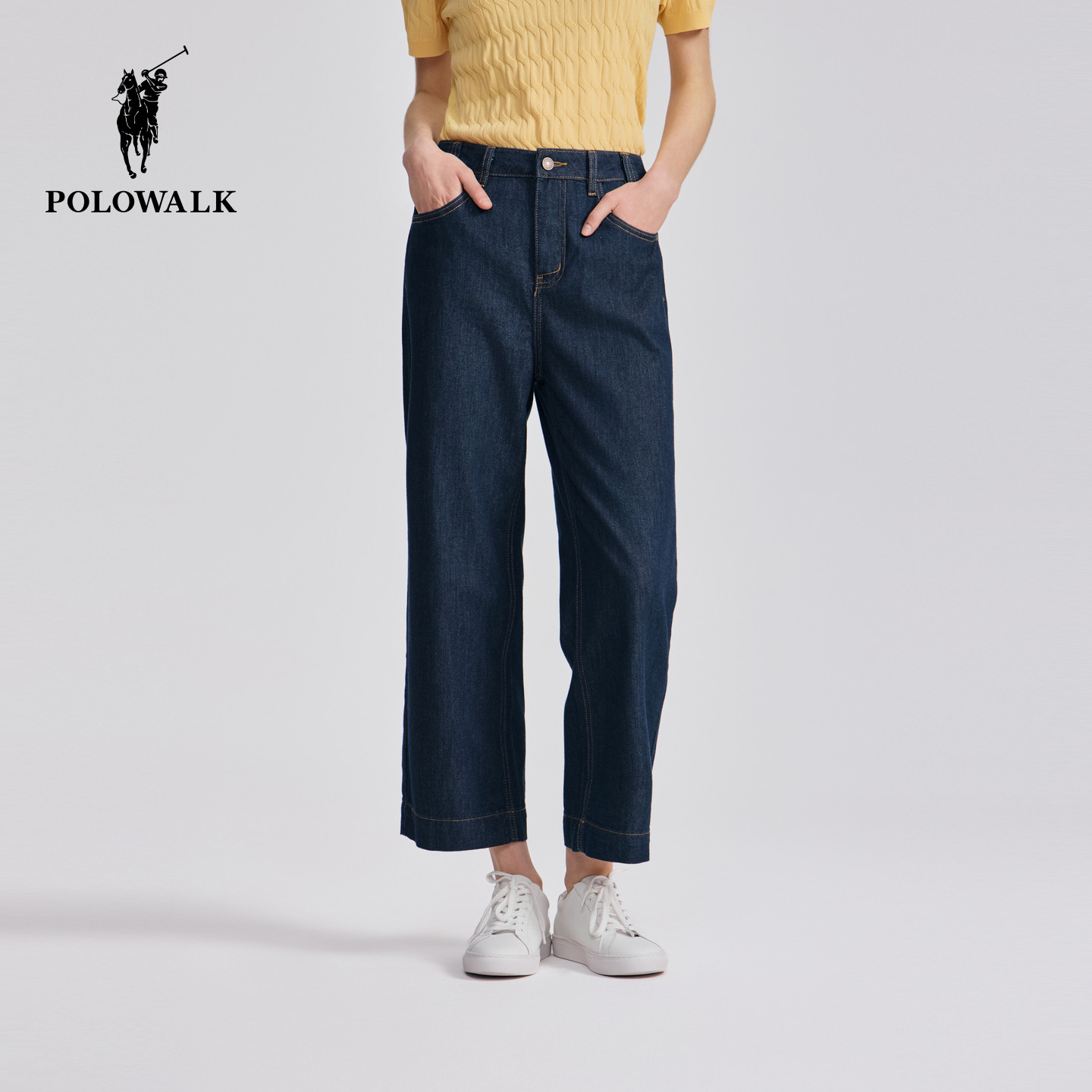 POLOWALK女装2026春夏裤新款女士牛仔裤休闲直筒裤百搭显瘦长裤子