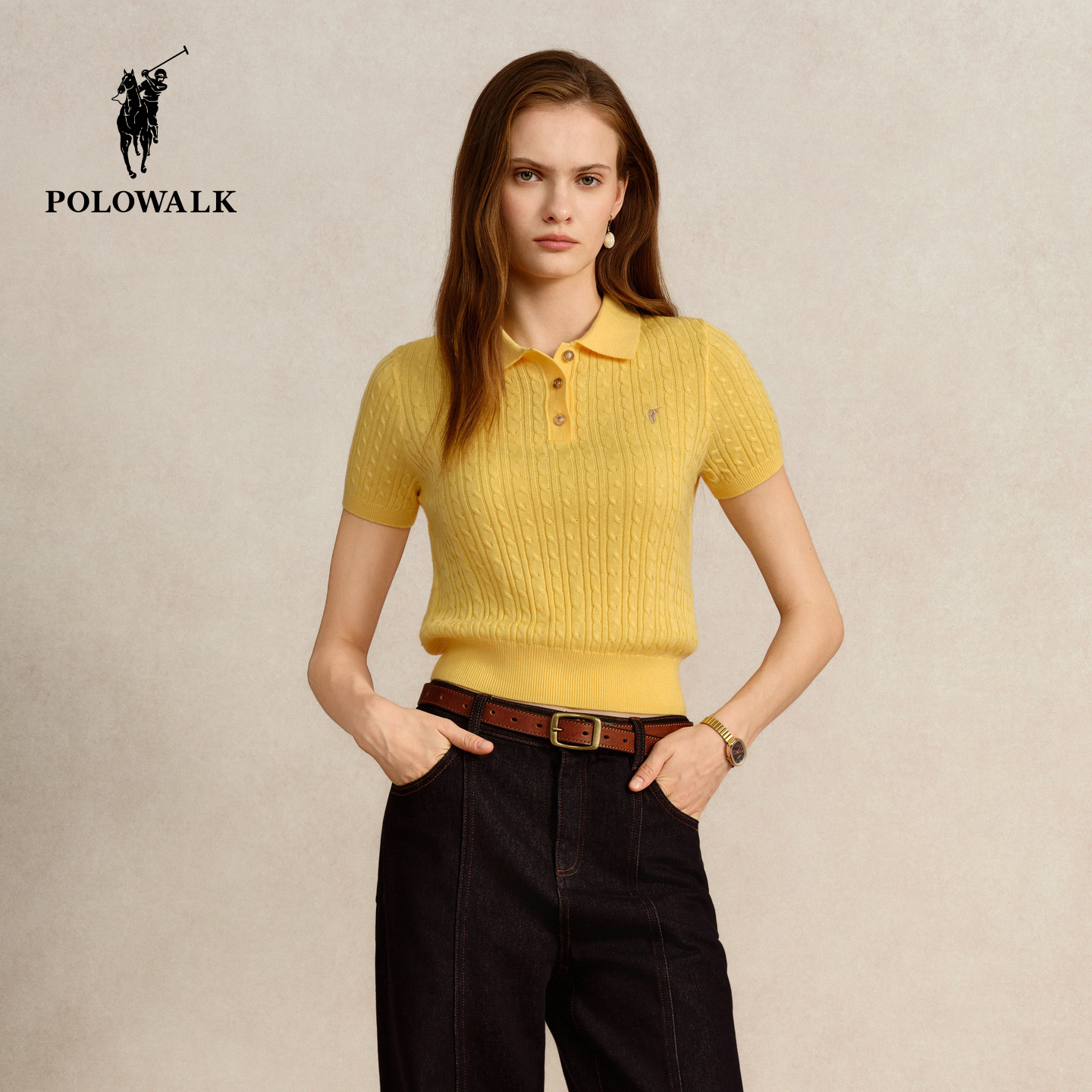 POLOWALK女士薄款纯色针织衫