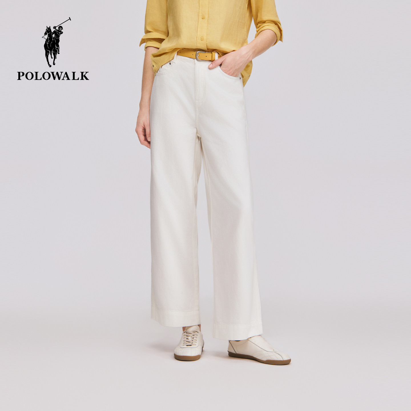 POLOWALK女装2026夏季裤新款女士牛仔裤直筒阔腿裤休闲百搭白裤子