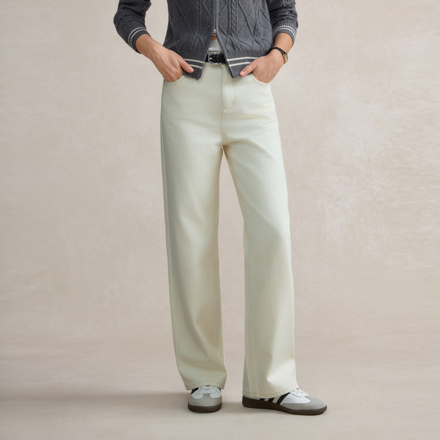 POLOWALK女士牛仔裤2026春季新款潮流阔腿牛仔裤显瘦牛仔长裤女装