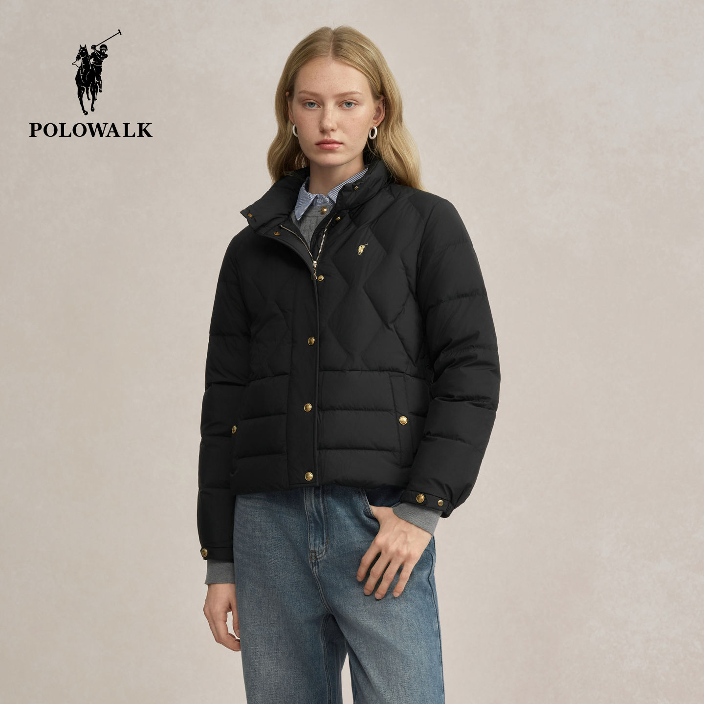 POLOWALK女士羽绒服鸭绒立领外套
