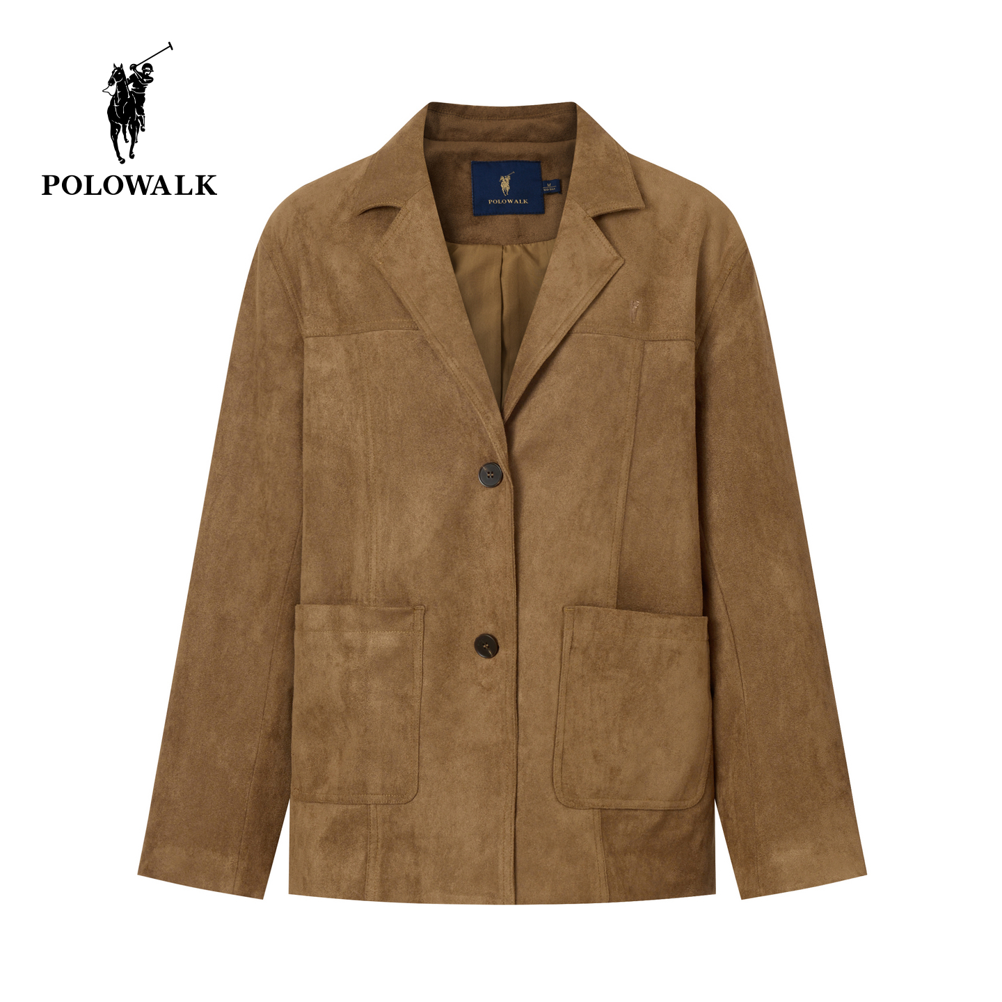 POLOWALK女装西装外套2025秋冬新款女士复古麂皮外套时尚休闲上衣