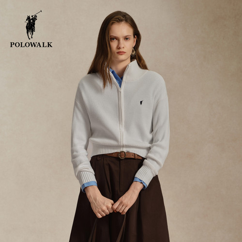 POLOWALK女士双拉链长袖针织衫