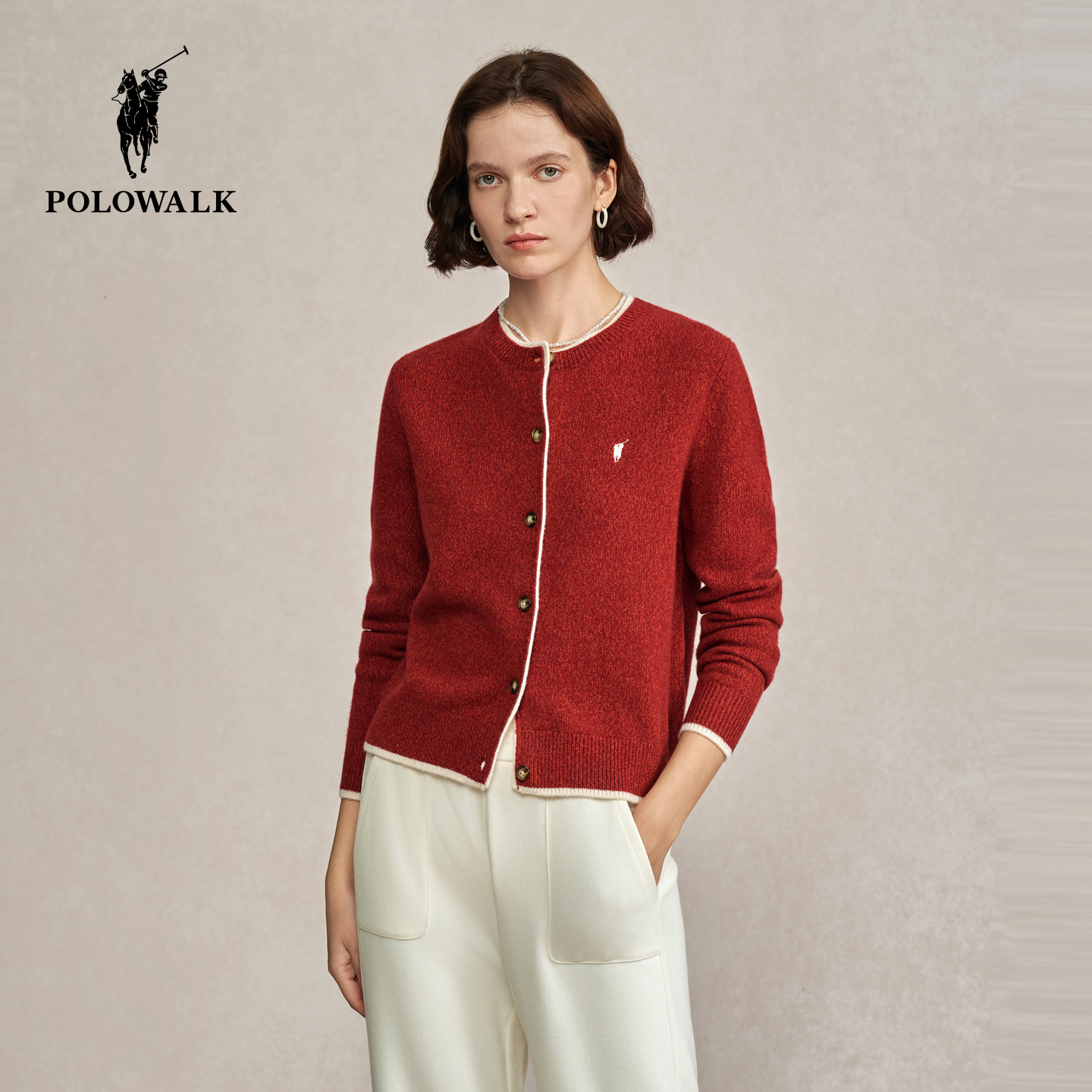 POLOWALK女士羊毛衫针织开衫