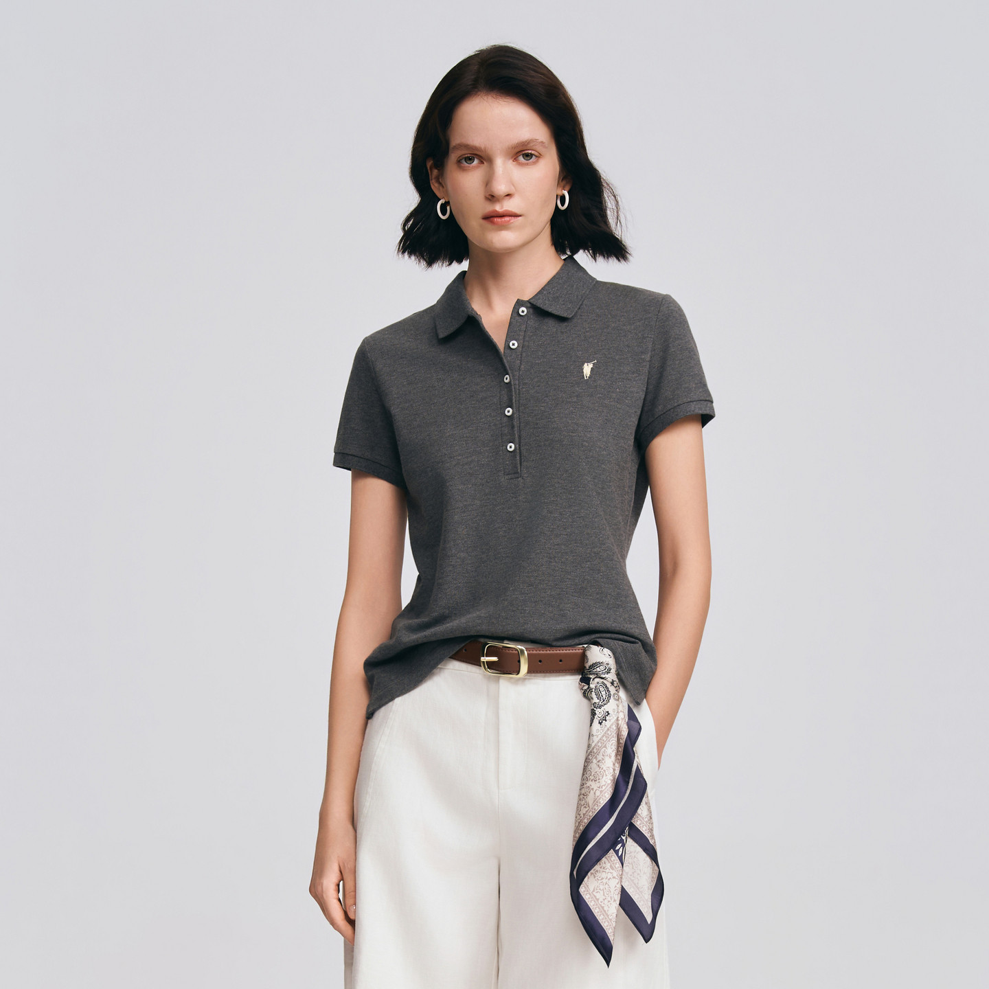 POLOWALK女士短袖2026春夏新款简约翻领修身休闲百搭T恤POLO衫