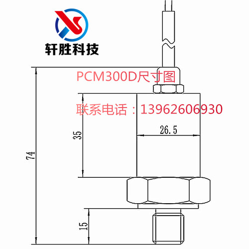 PCM300D 扩散硅 直接引线 精小型压力变送器 防水出线压力变送器
