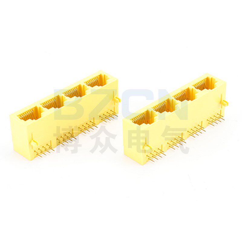 59A-14(8P8C)RJ45网络插座1*4单排四口带屏蔽无灯网络接口座子