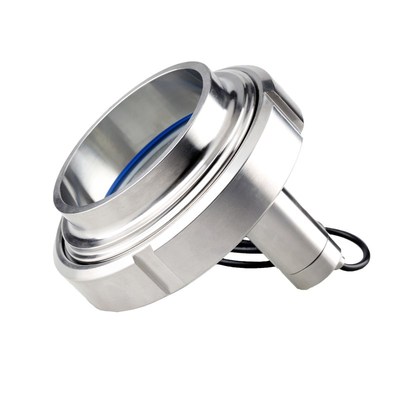 304不锈钢带灯活接视镜一体焊接观察玻璃视窗带线螺纹罐顶视镜灯