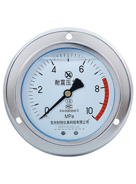 YN100ZT 10MPa 耐震轴向带边压力表 面板压力表 苏州轩胜仪表