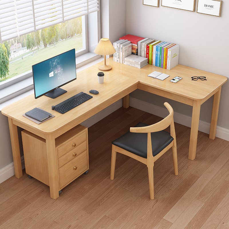 实木卧室学习桌初中生写字桌转角L型书桌书房简约台式办公电脑桌