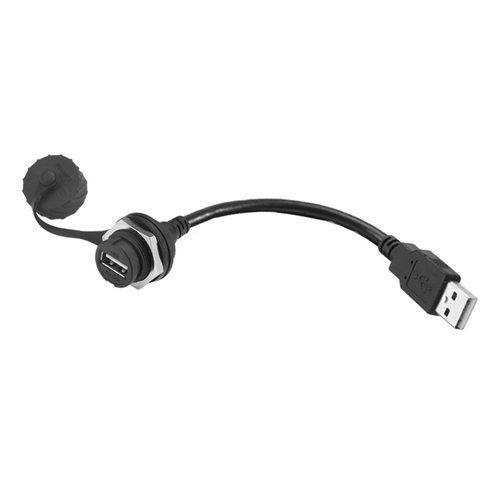 龙仕usb插座面板安装工业防水线USB座母座防水usb数据线0.1/0.5米