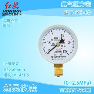 25MPa m14x1.5 氧气禁油压力表2.5 红旗仪表