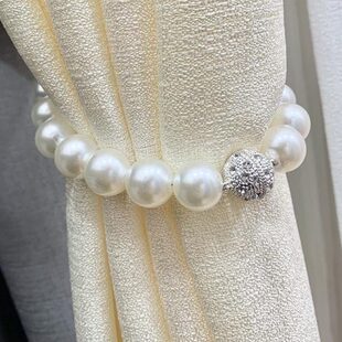 珍珠窗帘绑带一对装绑绳扣环窗帘扣绑饰床帘收纳绳磁铁扎束带挂钩