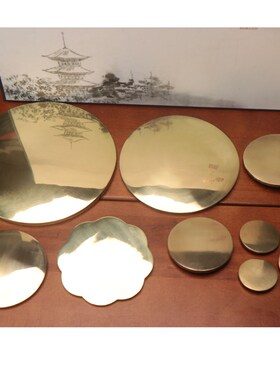 全黄铜镜纯铜光面凸镜太极十二生肖素面凸镜平R面镜挂大门对路尖