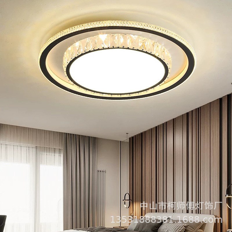 水晶高级感长方形客厅吸顶灯y卧室灯大厅现代简约大气中山灯具主