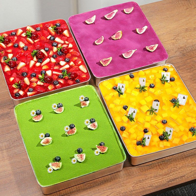 提拉米苏托盘不锈钢长方形蛋糕盘子深盘商用方盘烤盘模具盒子带盖