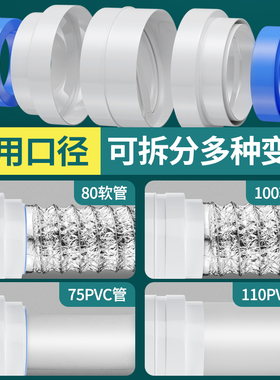 卫生间止回阀110烟管道浴霸75PVC通风换气口单向止逆阀防回排风扇