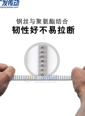 3M白色聚氨酯PU带钢丝环形接驳同步带 HTD3M501 504 507 510 513