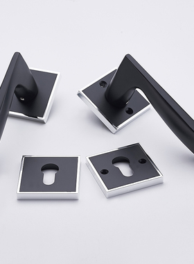 欧式黑色静音门锁室内卧室实木房门锁家用通用型分体锁具简约把手