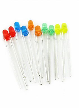 3MM LED发光二极管 红色 红发红光 红灯 黄绿色 蓝色 橙色 长脚