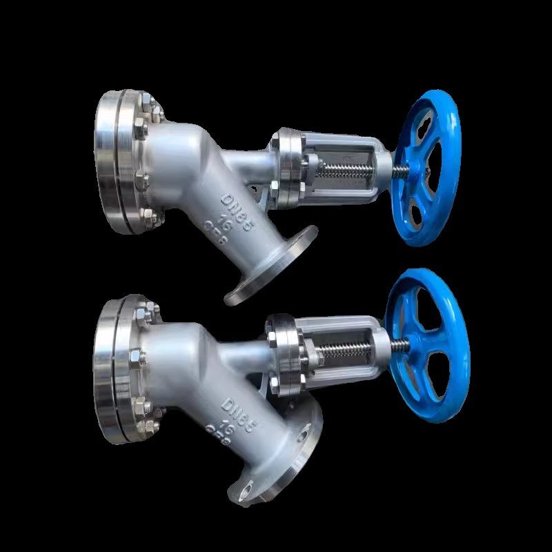 304/316L不锈钢下展式放料阀反应釜底阀门斜口Y型截止阀HG-89-2