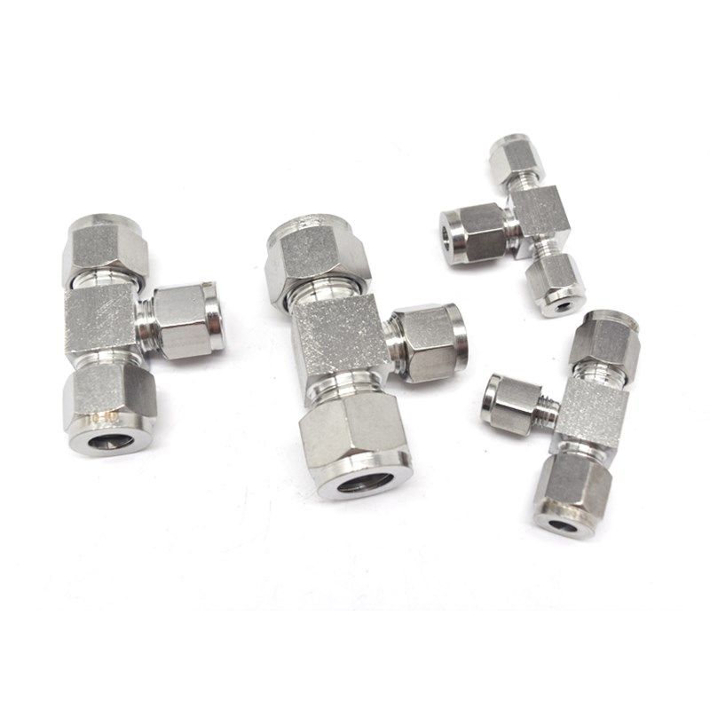 304/316不锈钢卡套三通双卡套接头气源仪表铜管卡套接头等径三通8