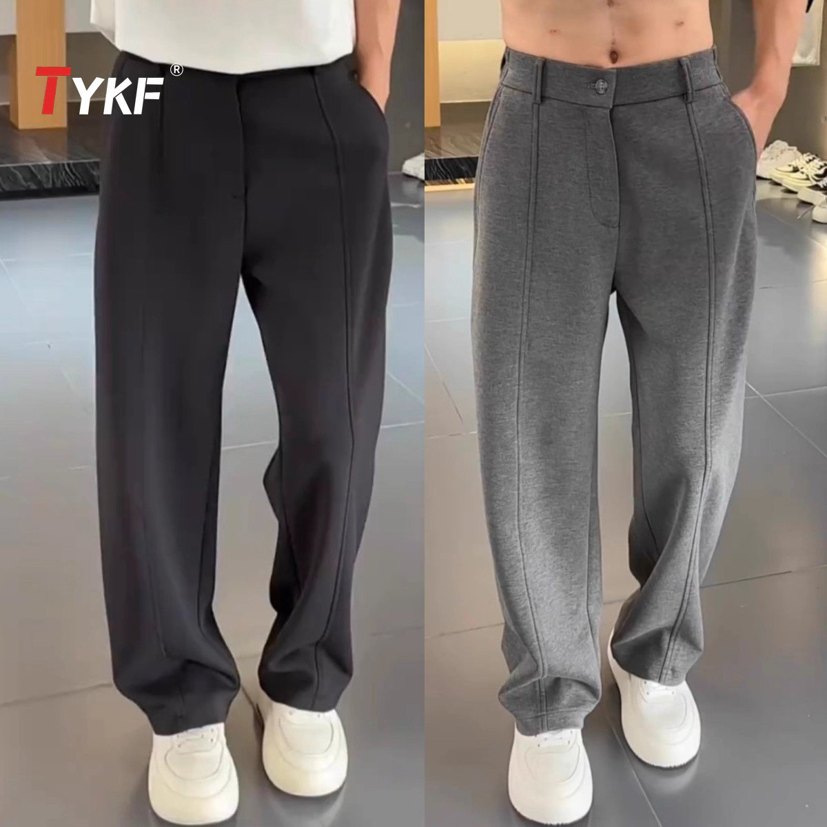 高端弯刀休闲裤男士2025新款冬季加绒加厚男裤直筒运动卫裤男款潮,男装,休闲裤,淘宝优惠券,粉丝福利购,淘宝优惠卷