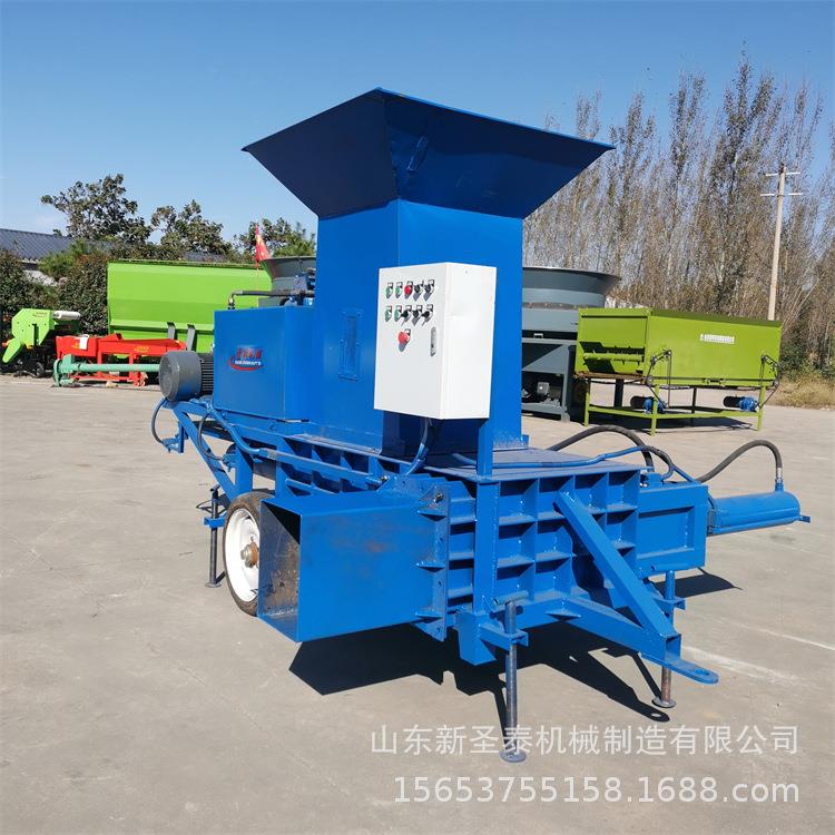 青储秸秆液压打包机卧式双缸套袋压块机