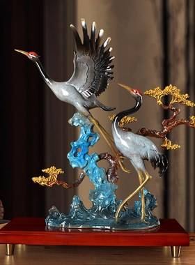 松鹤延年全铜摆件仙鹤新中w式家居客厅玄关装饰品送长辈贺寿礼品