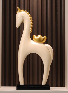 现代艺术马上有钱摆件大号玄x关装饰马电视柜轻奢高档乔迁开业礼