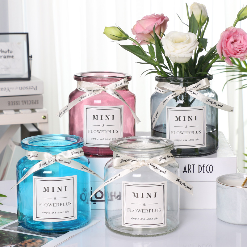 玻璃花瓶水培植物绿萝白掌发财树北欧创意田园百合T竖家用插花摆