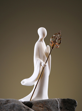 创意陶瓷无相人物k摆件 禅意中式玄关景观造景博古架软装饰工艺品