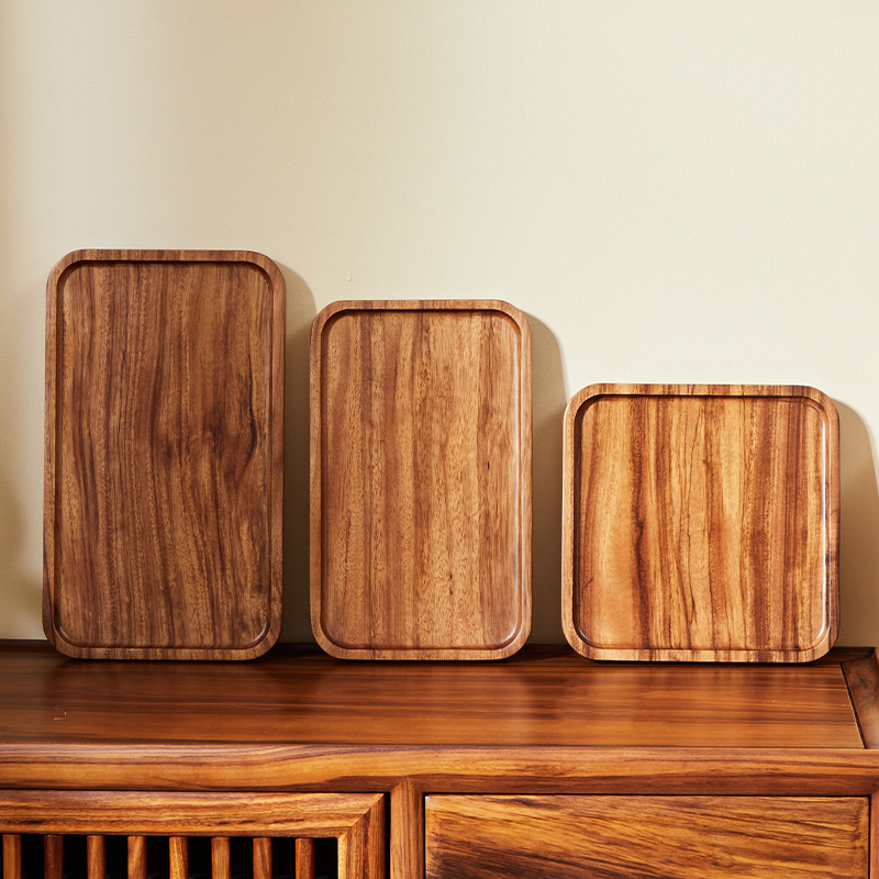 观山木乌b金木全实木小托盘长方形家用客厅放茶杯干泡盘木质小茶