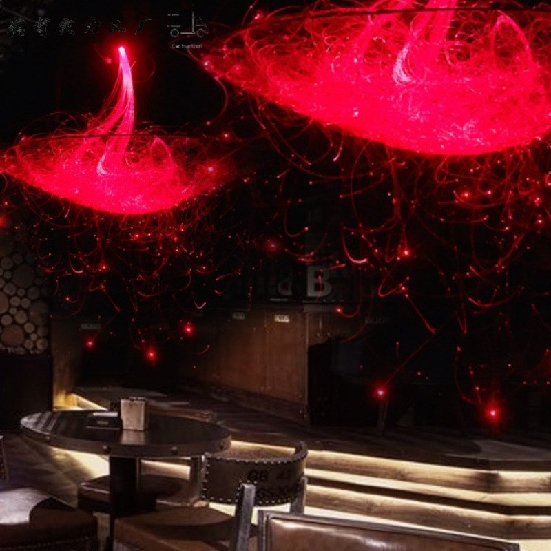 酒吧鸟巢灯七彩光纤吊灯网红创z意特色主题餐厅氛围装饰灯光纤灯