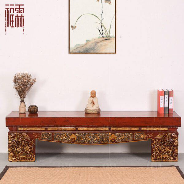 老榆木条凳明清古典家具长凳仿古雕花实木凳门板复古餐凳长条凳子