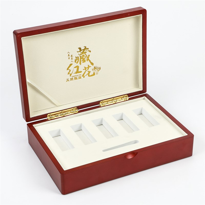 新款藏红花木质包装盒高档礼品盒E空盒小容量礼盒五只管装定制