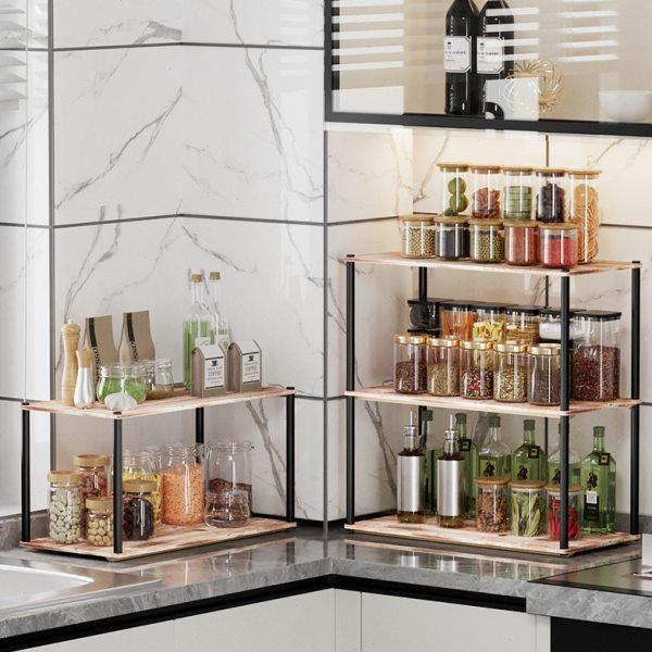 厨房置物架多层多功能免打孔置地储物微波炉烤箱收纳架子轻奢碳木,厨房/烹饪用具,微波炉置物架,淘宝优惠券,粉丝福利购,淘宝优惠卷