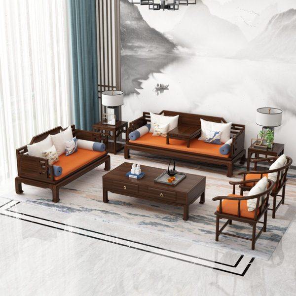 新中式乌金木沙发组合仿古明式罗汉床禅意雕花贵妃小户型实木家具,住宅家具,实木沙发,淘宝优惠券,粉丝福利购,淘宝优惠卷