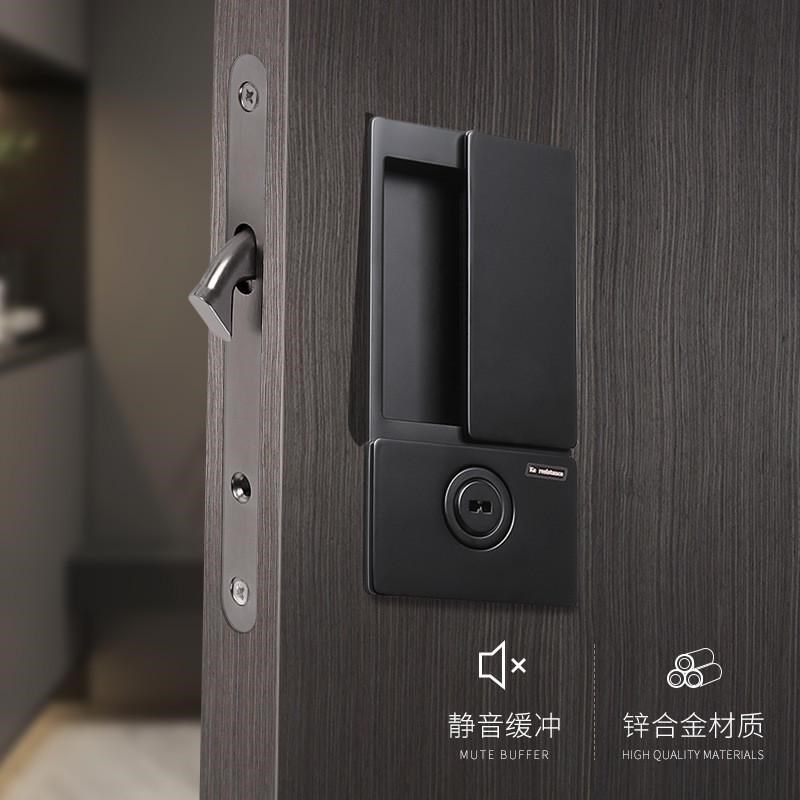 暗藏内嵌门把手移门锁隐形门磁吸黑色生态K隐形静音门锁卧室房门